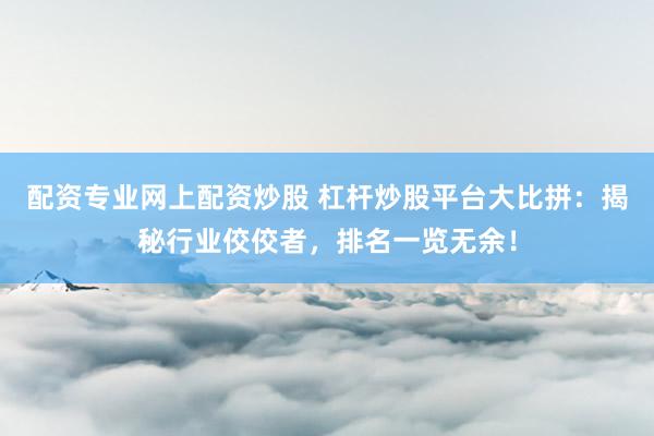 配资专业网上配资炒股 杠杆炒股平台大比拼：揭秘行业佼佼者，排名一览无余！