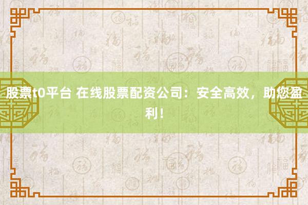 股票t0平台 在线股票配资公司：安全高效，助您盈利！