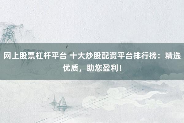 网上股票杠杆平台 十大炒股配资平台排行榜：精选优质，助您盈利！