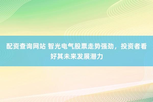 配资查询网站 智光电气股票走势强劲，投资者看好其未来发展潜力