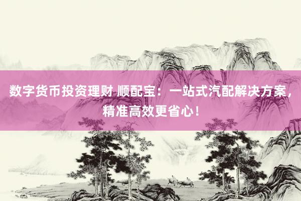 数字货币投资理财 顺配宝：一站式汽配解决方案，精准高效更省心！