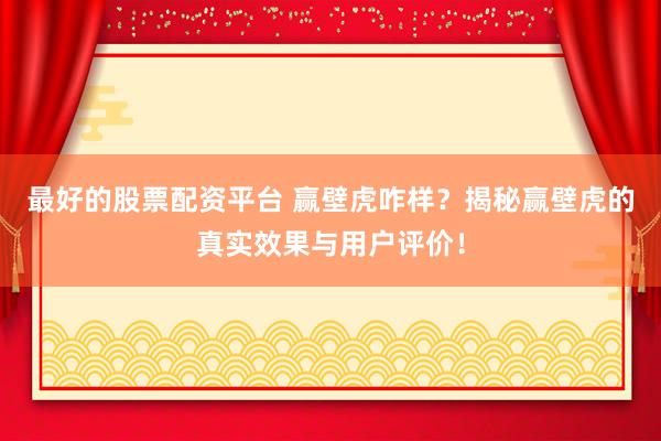 最好的股票配资平台 赢壁虎咋样？揭秘赢壁虎的真实效果与用户评价！