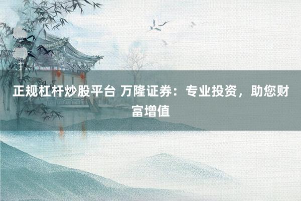 正规杠杆炒股平台 万隆证券：专业投资，助您财富增值