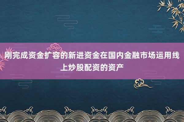 刚完成资金扩容的新进资金在国内金融市场运用线上炒股配资的资产