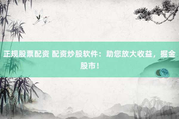 正规股票配资 配资炒股软件:助您放大收益,掘金股市!