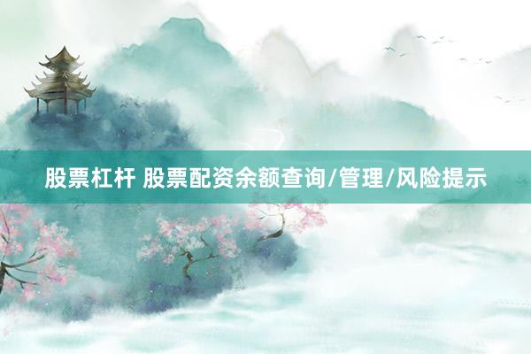 股票杠杆 股票配资余额查询/管理/风险提示